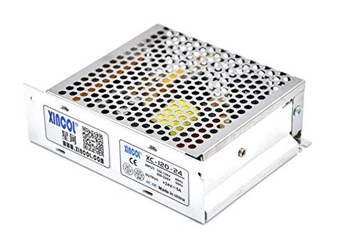 XINCOL Convertidor de CA a CC AC110V/220V a DC24V 5A 120W DC fuente de alimentación transformador regulado para tira de luz LED, CCTV, cámara, proyecto de ordenador, etc.