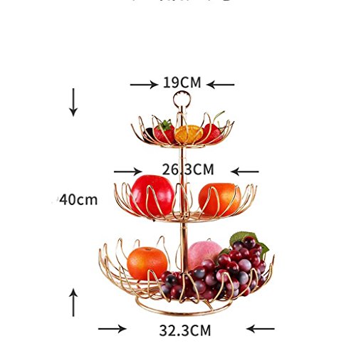 Xuping Creative Multi - Capa Placa de la Fruta de la Manera Europea - Caramelo del Estilo de Ollas Sala de Estar Moderna de Acero Inoxidable de Color Tres - Capa de la Cesta de Fruta