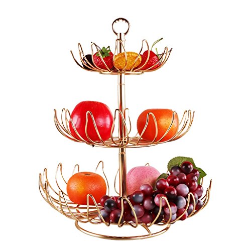 Xuping Creative Multi - Capa Placa de la Fruta de la Manera Europea - Caramelo del Estilo de Ollas Sala de Estar Moderna de Acero Inoxidable de Color Tres - Capa de la Cesta de Fruta