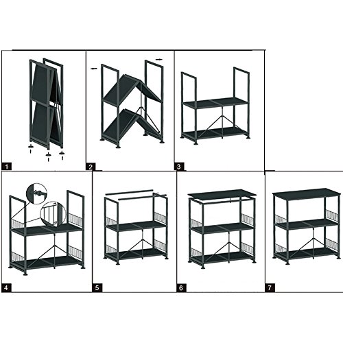 Xuping Estante del Horno de microondas de la Cocina, Trolley de pie del Piso Estante de Especias del almacenaje de 3 Niveles Parrilla del Horno del Estante de Las ollas del arroz, 84 × 46 × 89, Color