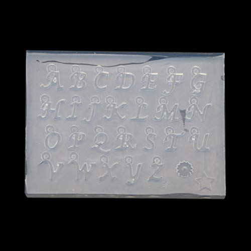 XUTU 26 letras inglesas de tamaño pequeño, kit de moldes de resina, colgante de alfabeto de resina UV, moldes de silicona, colgante hecho a mano para manualidades