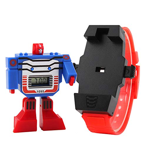 XYDBB Reloj Niño Relojes para niños Relojes Digitales de Dibujos Animados para niños Juguetes de transformación de Robots Relojes de Pulsera para niños como se muestra2 Rojo