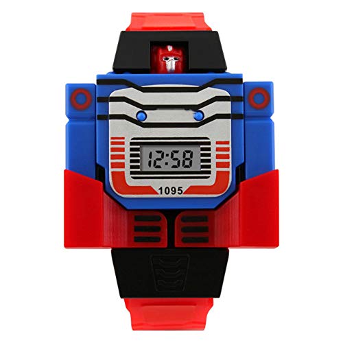 XYDBB Reloj Niño Relojes para niños Relojes Digitales de Dibujos Animados para niños Juguetes de transformación de Robots Relojes de Pulsera para niños como se muestra2 Rojo