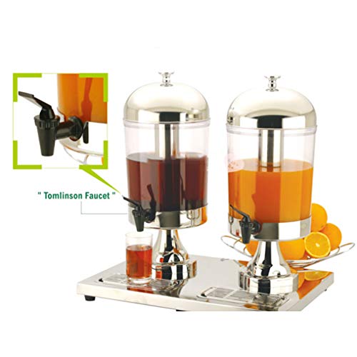 Y-GZD Dispensador de Bebidas Dispensador Doble de Jugo o Leche refrigerado de 2 x 8 litros, Ideal para el Desayuno Buffet, buffets y coctelería