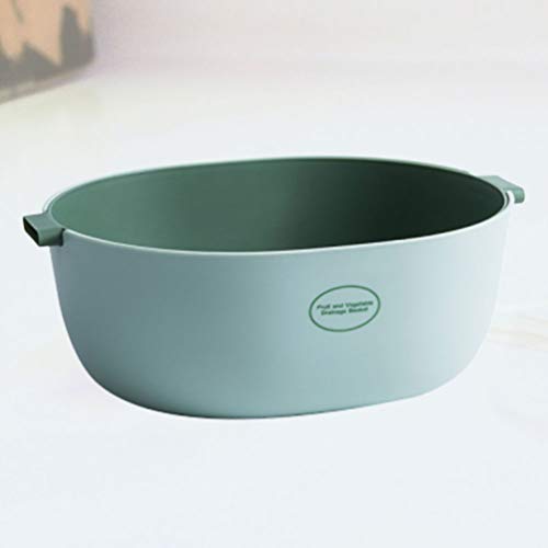 Yarnow Colador de Cocina Cuenco de Colador de Plástico Cesta de Lavado de Verduras Cuenco de Colador con Drenaje Automático para Uso Doméstico (Verde Claro)