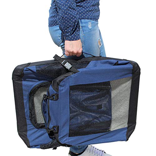 YATEK Transportin para Perros Plegable entradas Laterales y Superiores con Alta Visibilidad, Confort y Seguridad para tu Mascota de tamaño M (60 x 42 x 42cm)