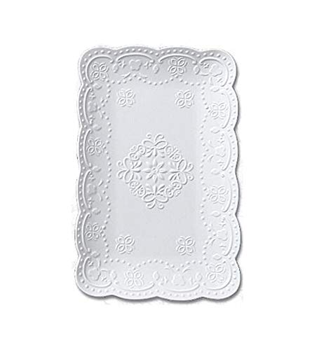 YBK Tech - Placa de cerámica rectangular con relieve de encaje (12 pulgadas), diseño de hueso y porcelana