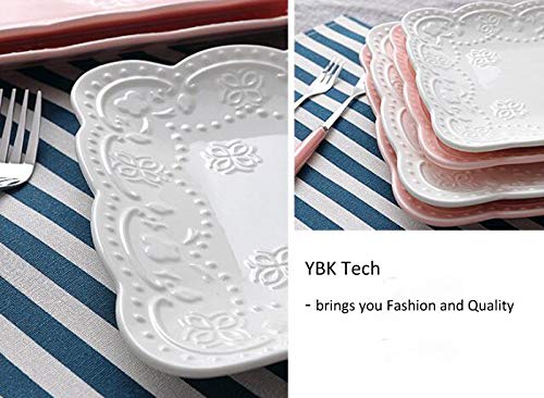 YBK Tech - Placa de cerámica rectangular con relieve de encaje (12 pulgadas), diseño de hueso y porcelana