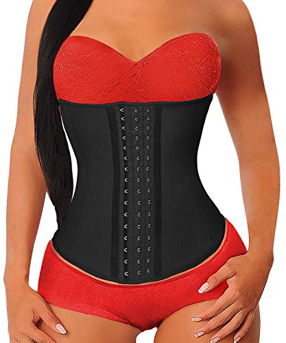 YIANNA Mujer Fajas Reductoras Corsé Waist Trainer Corset Reductor Adelgazante Bustiers de Cinturón Formación Negro,UK-YA- U37G-Black-6XL