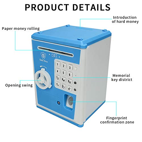 yidenguk ATM Piggy Bank Code Electrónica Mini Huella Digital Cerradura de contraseña Auto Scroll Money Saving Bank con Mensaje de Voz Inteligente, Divertido Juguete para niños