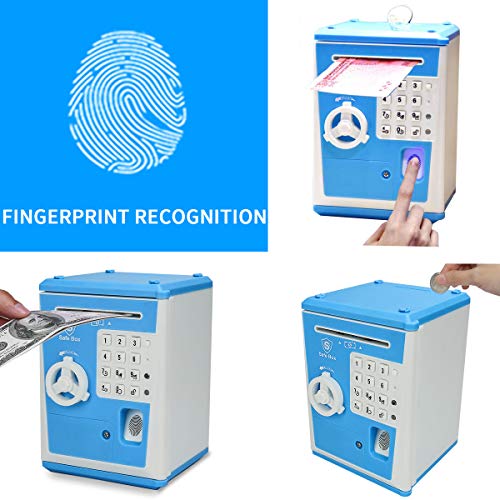 yidenguk ATM Piggy Bank Code Electrónica Mini Huella Digital Cerradura de contraseña Auto Scroll Money Saving Bank con Mensaje de Voz Inteligente, Divertido Juguete para niños