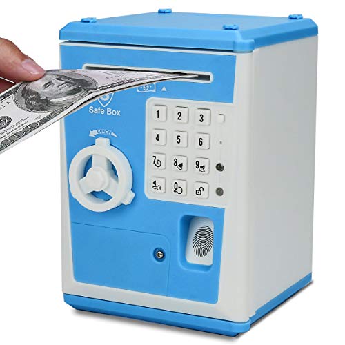 yidenguk ATM Piggy Bank Code Electrónica Mini Huella Digital Cerradura de contraseña Auto Scroll Money Saving Bank con Mensaje de Voz Inteligente, Divertido Juguete para niños