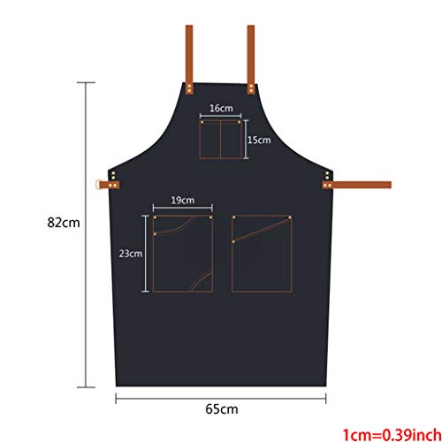 YiFeiCT Delantal de chef de lona de algodón con espalda cruzada ajustable con bolsillos para hombres y mujeres