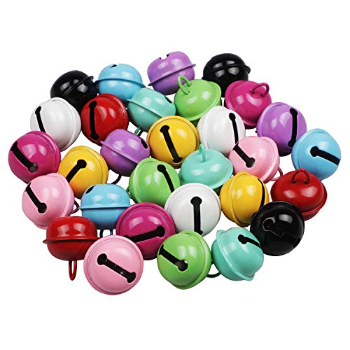 Yixuan 30pcs 22mm Cascabeles Metal Cascabeles Manualidades de Colores Campanilla para Navidad Decoración, Cumpleaños Regalo, Manualidades DIY Creativos