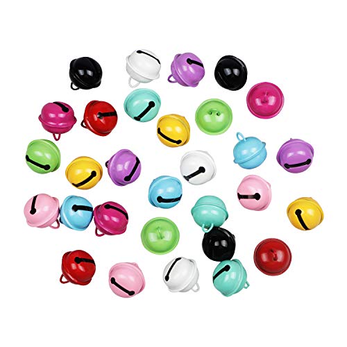 Yixuan 30pcs 22mm Cascabeles Metal Cascabeles Manualidades de Colores Campanilla para Navidad Decoración, Cumpleaños Regalo, Manualidades DIY Creativos