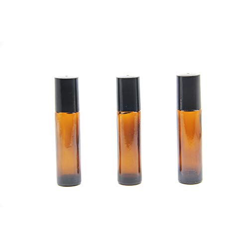 Yizhao Marrón Botellas Roll On Cristal para Aceites Esenciales 10ml, con Roll-on Bola de Acero Inoxidable, para Aceites Esenciales, Masajes, Aromaterapia, Botella de Laboratorio – 6 Pcs