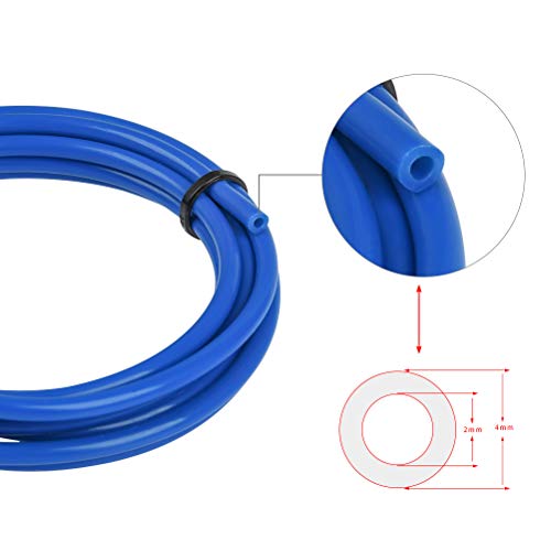 YOTINO Tubo Teflón PTFE (1.5 metro) Diámetro Exterior 4mm, Diámetro Interior 2mm para Accesorios de Impresora 3D Filamento 1.75mm (azul)