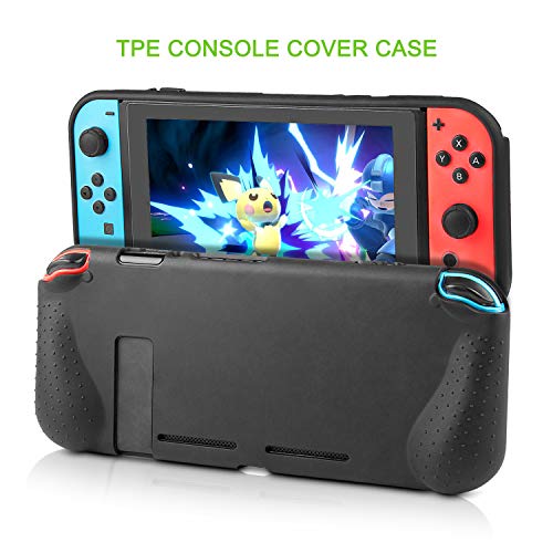 Younikoo Kit Accesorios para Nintendo Switch - Funda con patrón de Hormiga para/Funda Donde caben Tarjetas de Juego/Funda de Silicona/Funda de TPU para/Soporte/Protector de Pantalla HD(17 in 1)