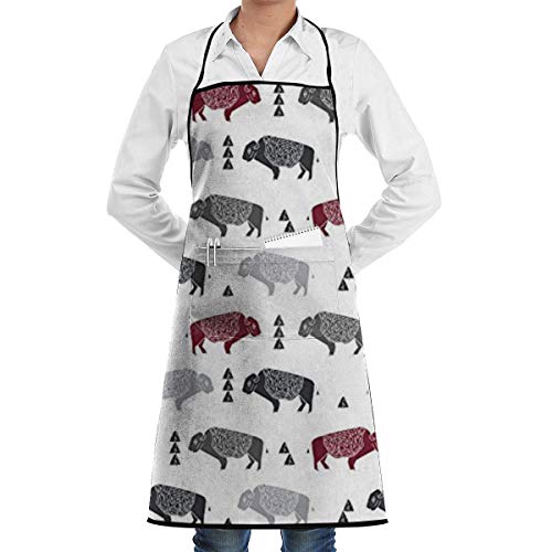 Yuanmeiju Baby Buffalo Unisex Chef Cooking Delantal de Cocina Durable Fashion Aprons Bib with Pocket For Restaurant Cafe Home Barbecue Grill Baking Gardening Crafting Painting