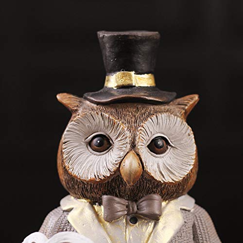 yueyue947 Gentleman Owl Resin Animal Figurines/artesanía configurada/Escritorio Creativo Estudio Encantador Decoración del hogar/Artesanías Regalos/D