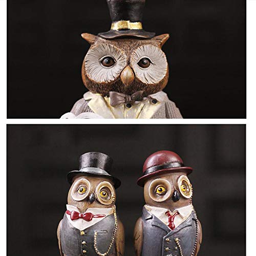 yueyue947 Gentleman Owl Resin Animal Figurines/artesanía configurada/Escritorio Creativo Estudio Encantador Decoración del hogar/Artesanías Regalos/D