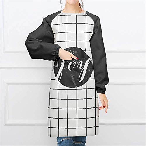 YXDZ Blanco Y Negro Tela Nórdica Moda para El Hogar Delantal Simple Manga Larga Vestido De Cocina para Hornear Cocina Adulto Blanco Y Negro Nordic 2