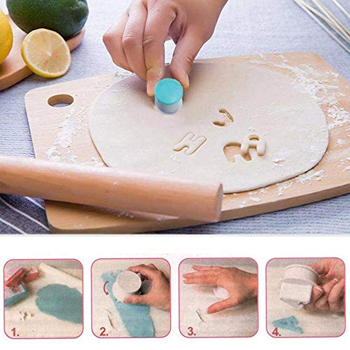 yyuezhi Juego de 36 Moldes para Galletas Juego de Moldes para Pasteles Fondant Cookie Tools Alfabeto Letra Galleta Fondant Pastel Galleta Sello Forma del Número del Alfabeto Cortador de Galletas Azul