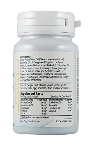 Zane Hellas Immune Premium Softgels. Apoyo Inmunológico. Sistema de Defensa Múltiple. Apoyo para el bienestar. Proporciona Antioxidantes Fuertes. Solución 100% Herbal. 60 cápsulas blandas.