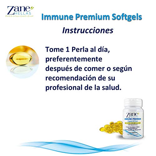 Zane Hellas Immune Premium Softgels. Apoyo Inmunológico. Sistema de Defensa Múltiple. Apoyo para el bienestar. Proporciona Antioxidantes Fuertes. Solución 100% Herbal. 60 cápsulas blandas.