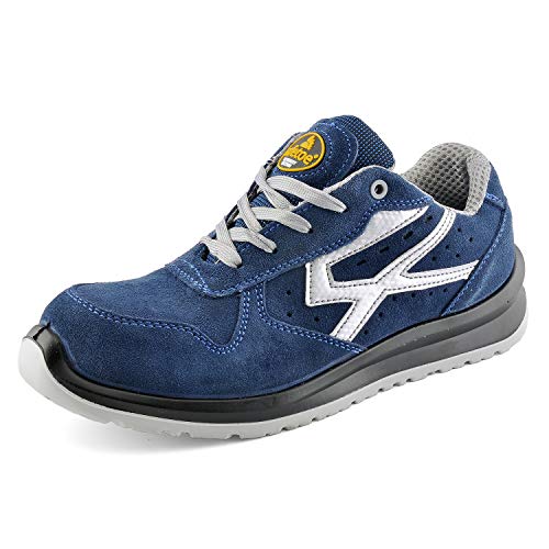 Zapatos de Seguridad para Hombres con Puntera de Fibra de Vidrio - SAFETOE 7328 Zapatillas Ultra-Ligeras Azul (Talla 45, Azul)