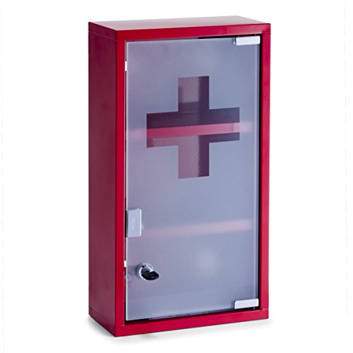 Zeller 18468 Armario para Medicinas, Metal, Rojo, 25x12x45 cm