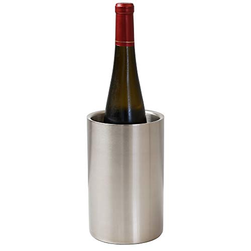 Zelsius - Enfriador de Botellas de Vino I Acero Inoxidable I Doble Pared I Ø 12 x (H) 19 cm I Acabado Cepillado Mate I Cubitera I Bar I Fiestas