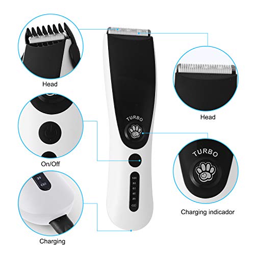 ZENIJUST Recargable eléctrico Pet Clipper Kit inalámbrico de Pelo para Mascotas Trimmer Kit de bajo Ruido Cat Hair Shaver cortapelos para Mascotas