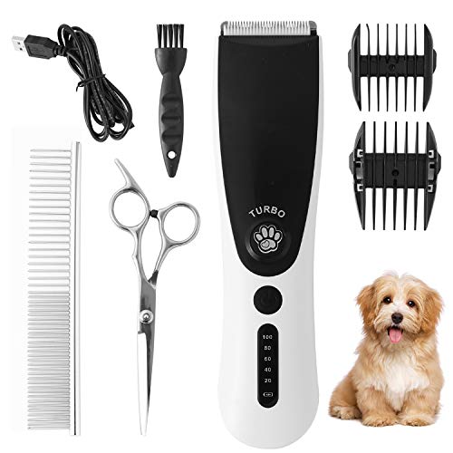 ZENIJUST Recargable eléctrico Pet Clipper Kit inalámbrico de Pelo para Mascotas Trimmer Kit de bajo Ruido Cat Hair Shaver cortapelos para Mascotas