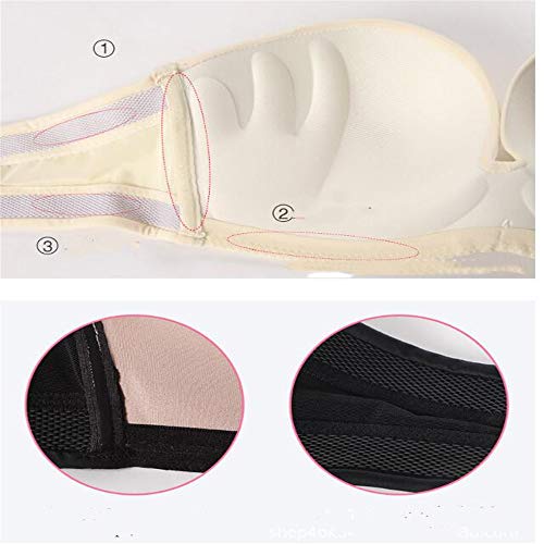 ZGBQ Sujetador Push up de Encaje sin Tirantes Sexy, Transpirable inalámbrico, Ropa Interior sin Tirantes Que reúne un Sujetador Antideslizante Invisible (36B)