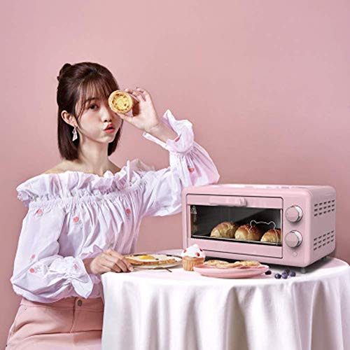 ZGHOME Rosa Inicio Mini Horno Eléctrico, Múltiples Funciones De Cocción Tostadora, Control De Temperatura Ajustable Minutero 11L