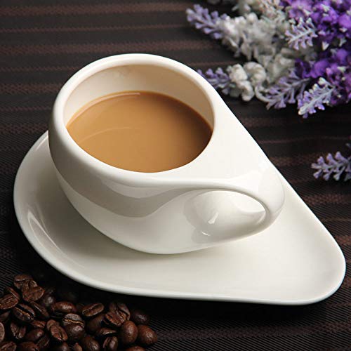 ZHAOCHENBO La Taza De Café De Cerámica Blanca Capuchino Engrosamiento Americana Garland Producto Taza Y Plato De Café De Porcelana