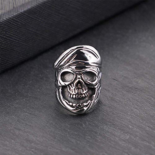 ZHBSS Anillo de Hombre Europeo y Americano, Anillo de Calavera, Longitud 34 mm, Talla 10 de Acero