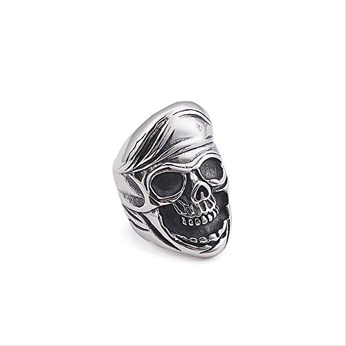 ZHBSS Anillo de Hombre Europeo y Americano, Anillo de Calavera, Longitud 34 mm, Talla 10 de Acero