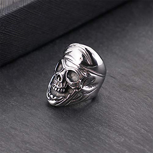 ZHBSS Anillo de Hombre Europeo y Americano, Anillo de Calavera, Longitud 34 mm, Talla 10 de Acero