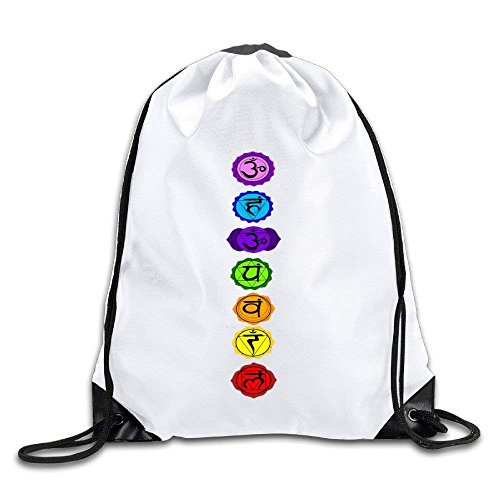 ZHIZIQIU Coreco Yoga Reiki Seven Chakra Symbols Drawstring Backpack Sack Bag -