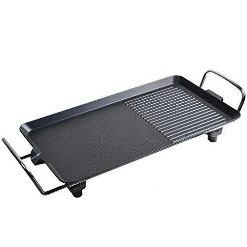 ZHONGXIN Teppanyaki, Grill Eléctrico, sartén antiadherente Teppanyaki, temperatura ajustable, barbacoa portátil para interiores (41 * 23 cm)