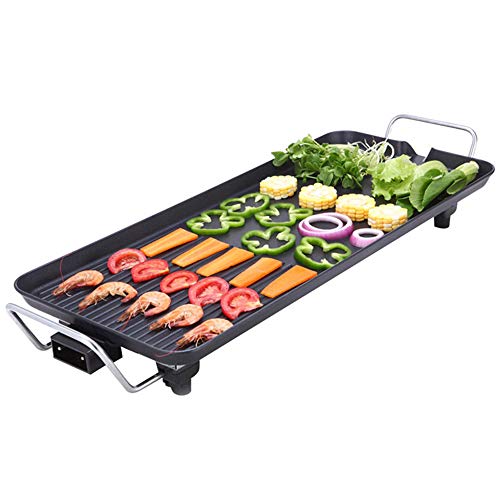 ZHONGXIN Teppanyaki, Grill Eléctrico, sartén antiadherente Teppanyaki, temperatura ajustable, barbacoa portátil para interiores (41 * 23 cm)