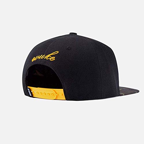 Zidao Gorra de béisbol, Sombrero Hombres Plana Street Dance Sombrero de Hip Hop de cáñamo de Las Mujeres Bordado Hombres y Mujeres Negro Planas de ala Ancha,A