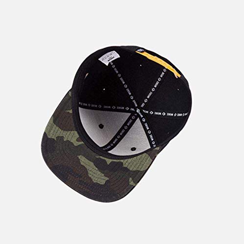 Zidao Gorra de béisbol, Sombrero Hombres Plana Street Dance Sombrero de Hip Hop de cáñamo de Las Mujeres Bordado Hombres y Mujeres Negro Planas de ala Ancha,A