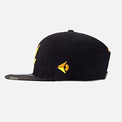 Zidao Gorra de béisbol, Sombrero Hombres Plana Street Dance Sombrero de Hip Hop de cáñamo de Las Mujeres Bordado Hombres y Mujeres Negro Planas de ala Ancha,A