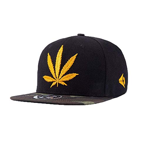 Zidao Gorra de béisbol, Sombrero Hombres Plana Street Dance Sombrero de Hip Hop de cáñamo de Las Mujeres Bordado Hombres y Mujeres Negro Planas de ala Ancha,A