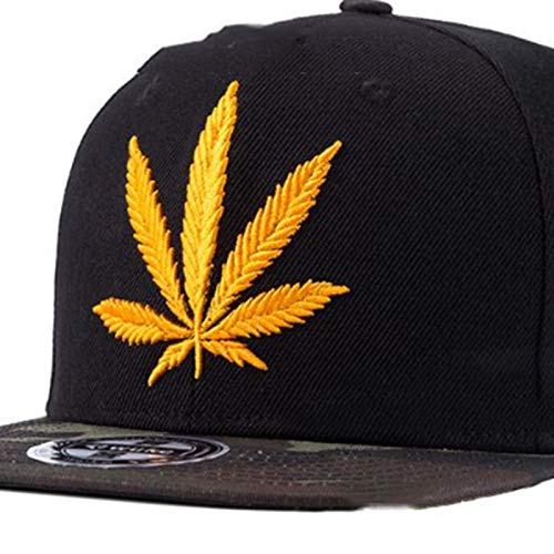 Zidao Gorra de béisbol, Sombrero Hombres Plana Street Dance Sombrero de Hip Hop de cáñamo de Las Mujeres Bordado Hombres y Mujeres Negro Planas de ala Ancha,A