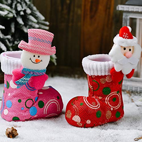 ZIRAN Christmas 3D Candy Boot Santa Gift and Treat Bolsas Portable Candy Gift 4 Portable’X7 'Christmas Cloth Boots Red