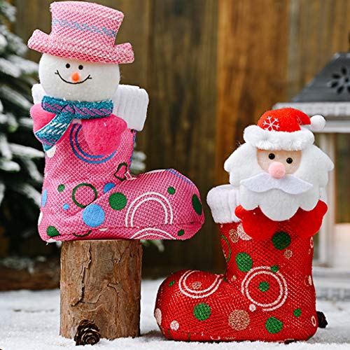 ZIRAN Christmas 3D Candy Boot Santa Gift and Treat Bolsas Portable Candy Gift 4 Portable’X7 'Christmas Cloth Boots Red